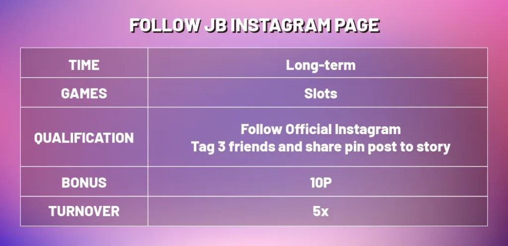 Follow JB Casino Instagram Page